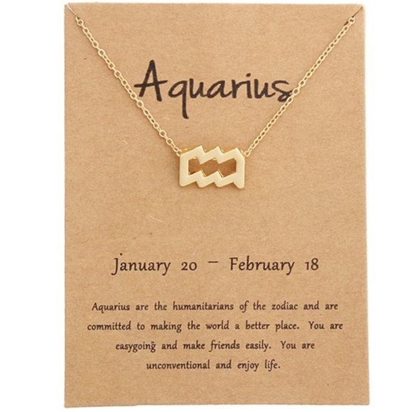 Golden Threads Jewelry - Zodiac Charm Pendant Necklace AQUARIUS